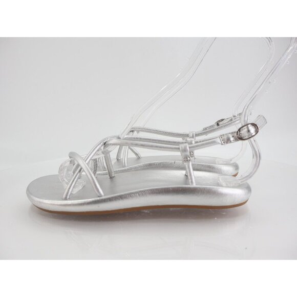 Olukai Waiau Sandal Women Size 5 Silver Metallic Leather Slingback Strappy Thong - Picture 4 of 9